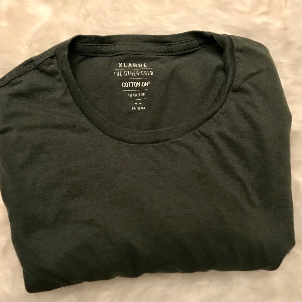 EUC The Other: Crew Cotton: On olive green
